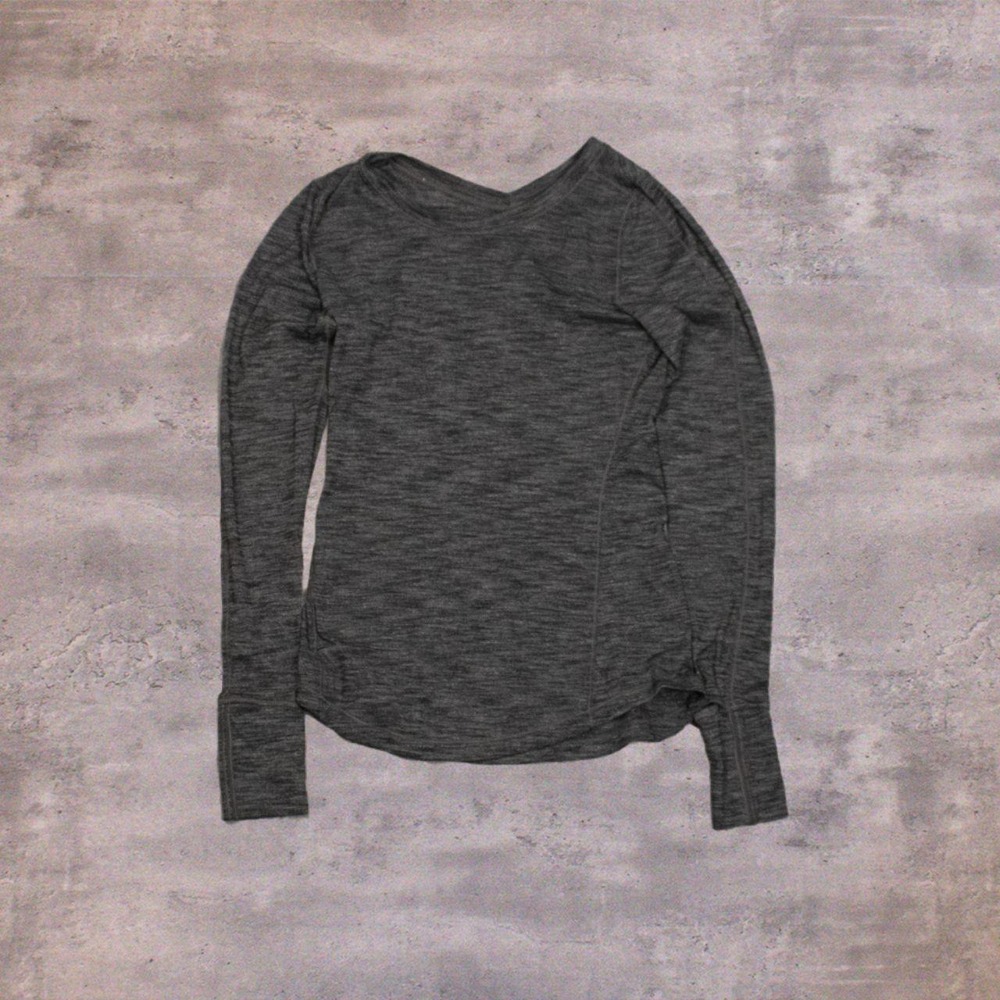 Lululemon Heather Grey Work Short Compression Long Sleeve Grey T-Shirt